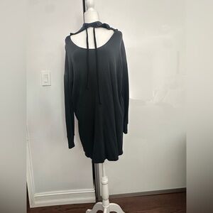 LNA Black Long-Sleeve Cotton Dress with Hoodie